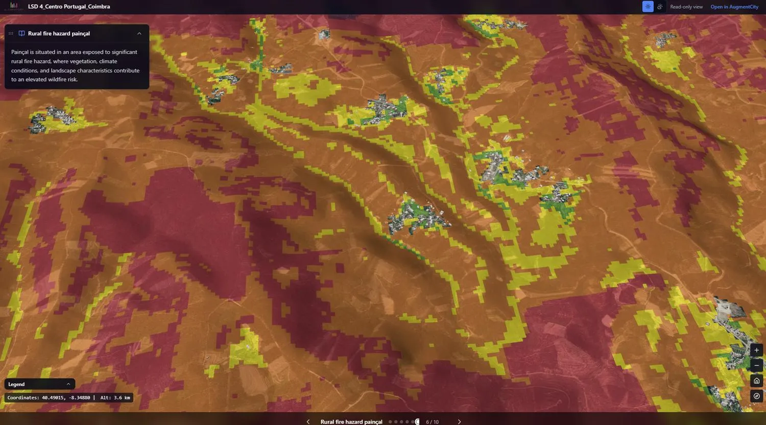 Wildfire hazard mapping over terrain